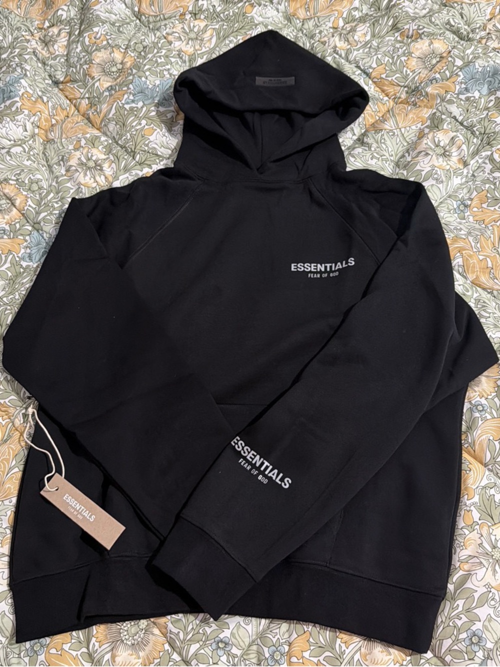 ESSENTIALS Black Zip-Up Logo Sweater